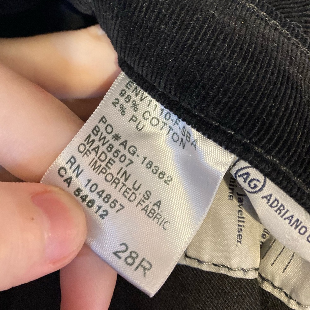 Black Adriano Goldschmied Cotton Cord Straight Leg Pants - Picture 8 of 10